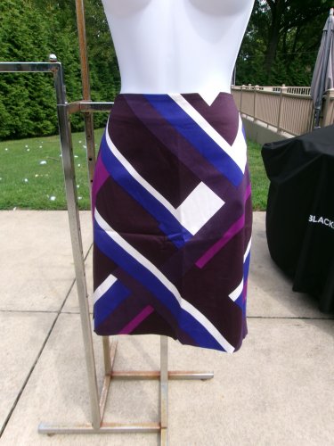 ANN TAYLOR PURPLE, BLUE WHITE PRINT SKIRT6P