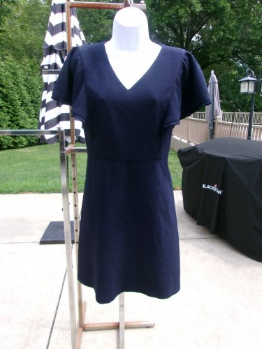 NWOT LOFT NAVY DRESS W FRINGE TRIM 10