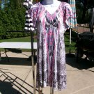 NWOT WORLD UNITY WHITE, PINK BLACK PRINT DRESS M