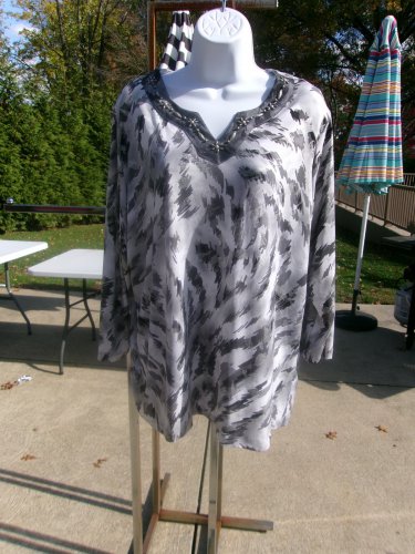 ALFRED DUNNER GRAY&SILVER METALIC TOP 1X