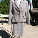 NWOT LARRY LEVINE CLASSICS 3PC GRAY&PINK PLAID SKIRT&PANTS SUIT 8