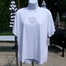 NWT FRENCH LAUNDRY WHITE ROSE T SHIRT 1X