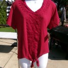 NWT FRENCH LAUNDRY BURGENDY LACE TOP L