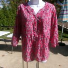 TALBOTS RED PRINT BUTTON DOWN TOP 2XP