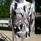 NWOT MSK BLACK, GRAY, BEIGE SEQUIN SHAPE PRINT TOP L