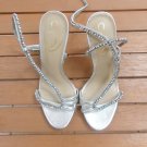 NWOB SAM EDLEMAN SILVER RHINESTONE HEELS 6 $220