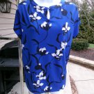 NWOT LIZ CLAIBORNE CAREER BLUE FLORAL PRINT TOP L NWOT LIZ CLAIBORNE CAREER BLUE FLORAL PRINT TOP L