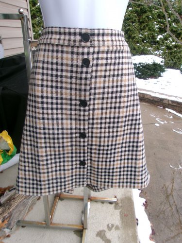 LOFT BEIGE, BLACK, YELLOW PLAID SKIRT 16