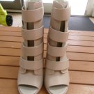 DKNY BEIGE BLAKE OPEN TOE HIGH HEEL BOOTS 6.5