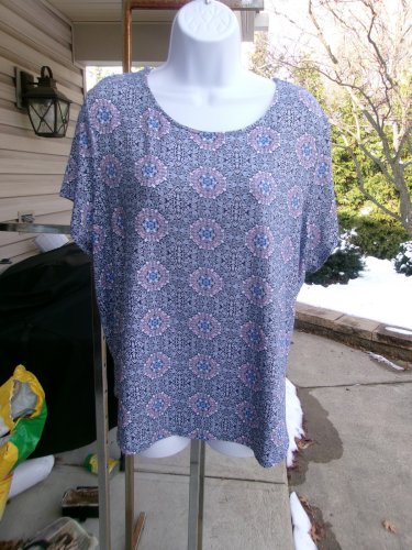 NWT PHILOSOPHY BLUE&PINK PRINT TOP 2X