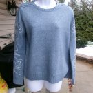 NWT T TAHARI BLUE EMB SLEEVES SWEATER S