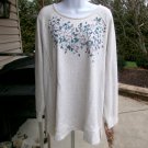 CJBANKS IVORY HEATHERED&TEAL BEADED SWEATSHIRT 2X