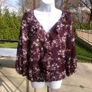 NWT MAX STUDIO LONDON CRANBERRY FLORAL RUFFLE TOP M NWT MAX STUDIO LONDON CRANBERRY FLORAL RUFFLE TOP M