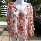 NWT BADGLEY MISCHKA BEIGE&ORANGE FLORAL TOP L