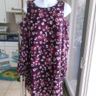 VINCE CAMUTO BURGENDY PRINT COLD SHOULDER DRESS 6