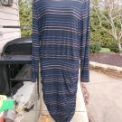 WHITE HOUSE BLACK MARKET BLACK SILVER BLUE METALIC STRIPED KNIT DRESS XL