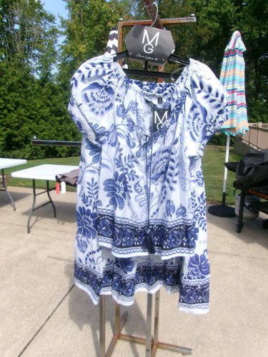 NWT MLLE GABRIELLE BLUE PEASANT TOP&SKIRT SET XL