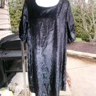 NWT GIBSON*LATIMER BLACK METALIC VELOUR DRESS L