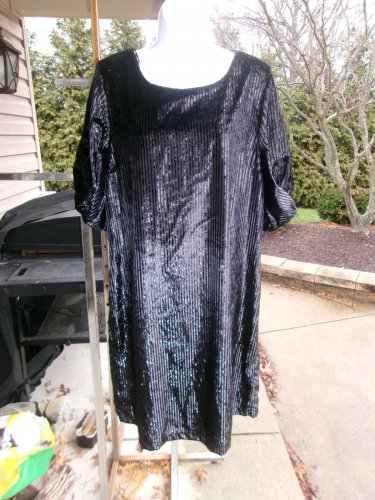 NWT GIBSON*LATIMER BLACK METALIC VELOUR DRESS L