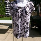 NWT ADRIENNE VITTIDINI WHITE&BLACK JEWEL PRINT KNIT TOP L
