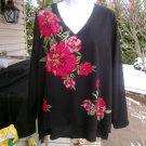 NWOT COLDWATER CREEK BLACK&RED FLORAL BLOUSE M