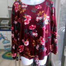 NWOT LOFT BURGENDY VELOUR FLORAL PRINT TOP S