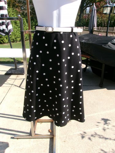 .NWT MESSINI BLACK&WHITE POLKA DOT SKIRT W BELT 1X