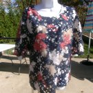 CHRISTOPHER BANKS NAVY LACE LEAF TOP XL