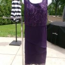 NWOT MAYA BROOKE PLUM/EGGPLANT TIERED COCKTAIL DRESS 16