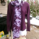 NWOT CYNTHIA ROWLEY FAB PURPLE SWEATER WITH SCARF L