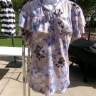 NWT ADRIENNE VITTIDINI BEIGE, BLUE SILVER METALIC TOP L