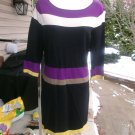 NWOT NINE WEST PURPLE, BEIGE, BLACK COLORBLOCK SWEATER DRESS M