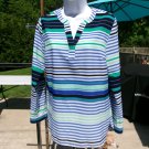 NWOT TALBOTS BLUE TURQUOISE STRIPED BLOUSE S