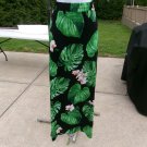 NOW WHBM LONG BLACK&GREEN LEAF MAXI SKIRT M NOW WHBM LONG BLACK&GREEN LEAF MAXI SKIRT M