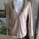 NWT LOFT BEIGE BEADED CARDIGAN M