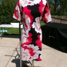 NWOT ROZ&ALI BEIGE, RED, BLACK FLORAL LT SCUBA DRESS 8