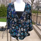 NWOT BRIGGS BLUE, BLACK, GRAY CIRCLE PRINT KNIT TOP 1X NWOT BRIGGS BLUE, BLACK, GRAY CIRCLE PRINT KNIT TOP 1X
