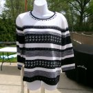 NWT ALFRED DUNNER WHITE BLACK STRIPED SWEATER PM