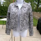 CHICO'S SILVER JAQUARD PRINT JACKET 2/L