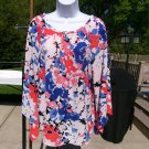 NWOT VINCE CAMUTO BLUE&ORANGE PRINT BLOUSE M