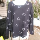 NWT LUCKY BRAND BLACK HEART PRINT KNIT TOP S NWT LUCKY BRAND BLACK HEART PRINT KNIT TOP S