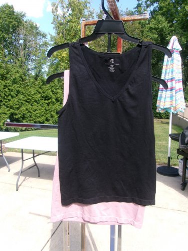 NWT ADRIENNE VITTADINI SPORT BLACK&BEIGE 2PK TANK TOPS L/XL