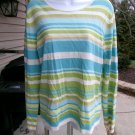 NWT KASPER AQUA&GREEN STRIPED SWEATE XL