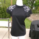 NWT BADGLEY MISCHKA BLACK TOP W LACE SLEEVES S