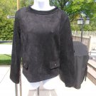 NWT PREMISE BLACK FAUX SUEDE LONG SLEEVE TOP XL