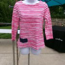 TALBOTS CUTE PINK STRIPED SEQUIN WHALE TOP PS