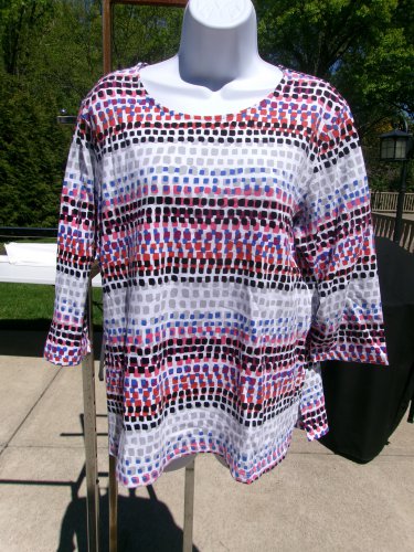 NWOT ALFRED DUNNER MULTI COLOR SQUARE PRINT TOP L