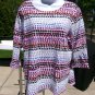 NWOT ALFRED DUNNER MULTI COLOR SQUARE PRINT TOP L