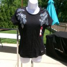 NWT GUESS BLACK BEADED T SHIRT M NWT GUESS BLACK BEADED T SHIRT M