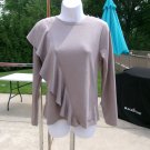 NWT BADGLEY MISCHKA TAUPE RUFFLE TOP L